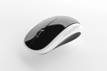 Monochrome wireless mouse on white background