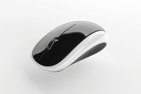 Monochrome wireless mouse on white background