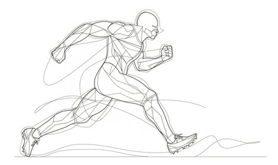Fototapeta premium One-line drawing of a sprinter in motion.