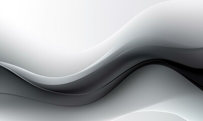 Obraz premium An abstract image featuring smooth, flowing waves in shades of black, gray, and white, creating a dynamic and visually appealing design.