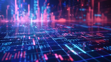 Obraz premium Digital Data Flow - Abstract digital data flow, visualized with a network of glowing lines and numbers, representing the flow of information in the digital world. - Abstract digital data flow, visuali