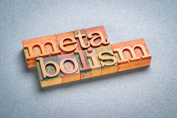 Fototapeta premium metabolism - word in letterpress wood type, medicine, physiology and health concept
