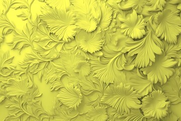 seamless floral moulding pattern, yellow stucco work, gypsum wall