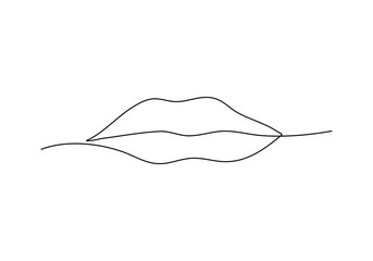 Lips. One line drawing vector illustration.