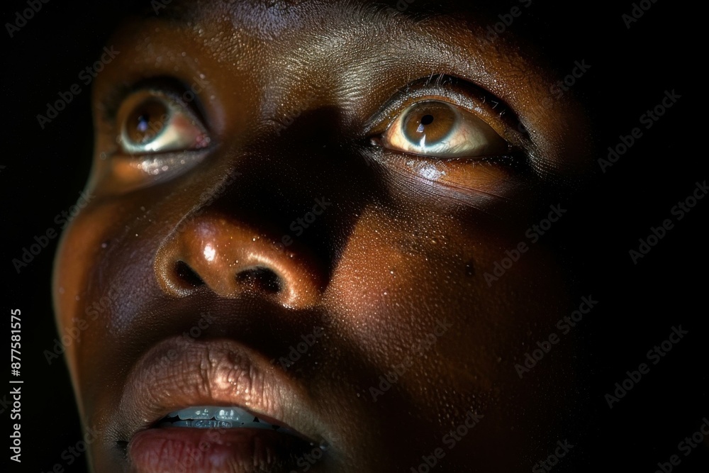 Wall mural Portrait of a young African boy. AI.