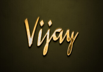 Old gold text effect of Hindi name Vijay with 3D glossy style Mockup.