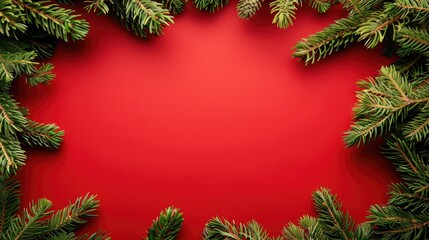 Red background with fir border