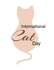 Cat silhouette and International Cat Day text