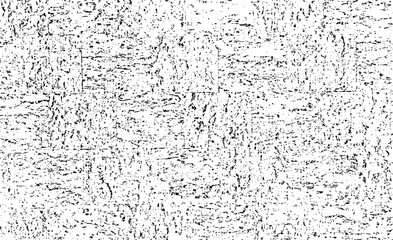 Monochrome texture composed of irregular graphic elements. Distressed uneven grunge background. Abstract vector illustration. Overlay for interesting effect and depth. Isolated on white background.