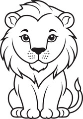 Obraz premium Cute lion line art illustration icon design, solid white background 