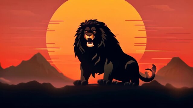 lion in the sunset