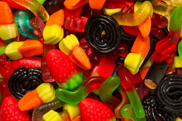 Assorted colorful gummy candies. Jelly  sweets.