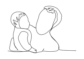 Father and child. One line drawing vector illustration.