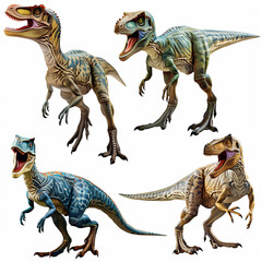 set of velociraptors isolated on white background