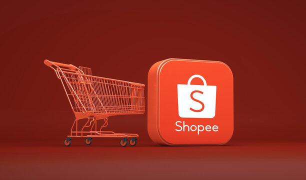 Shopee, Commerce Visual Concept. Social Media Background.