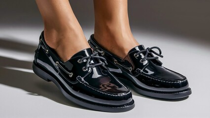 Naklejka premium Sleek and polished black leather shoes for a modern look