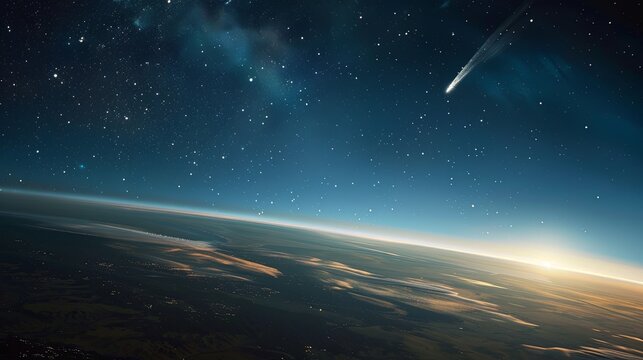 Halley Great Comet Over North America During Sunrise