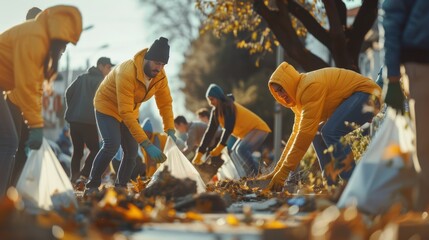 Team Participating in a Community Clean-Up Event
