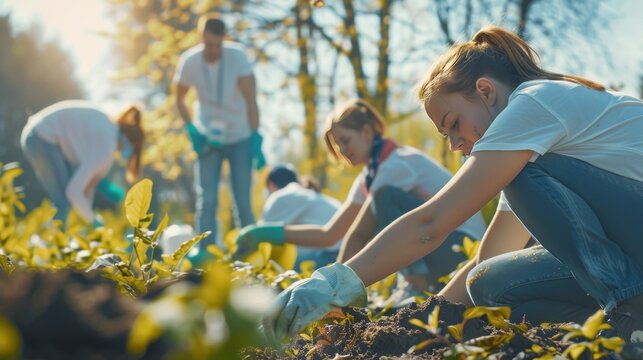 Team Participating in a Community Clean-Up Event
