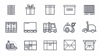 Product packaging line icons featuring box warehousing outline vector symbols. Includes delivery service packaging, thin line linear and outline box and container illustrations.