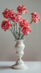 Obraz premium Vase with flowers: Carnation, white background.