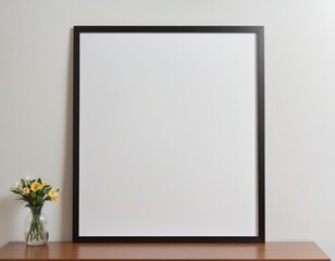 Close-up 3D render of a modern poster mockup with a minimalist Scandinavian design