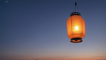 Obraz premium Captivating image of a glowing sky lantern symbolizing hope and happiness in the Taiwanese tradition