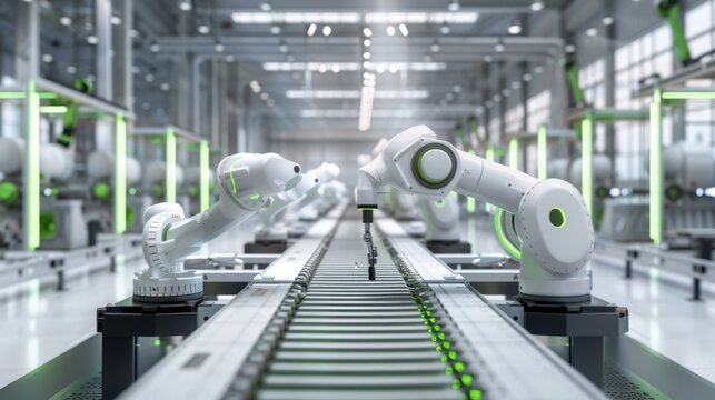 The robotic arms in factory