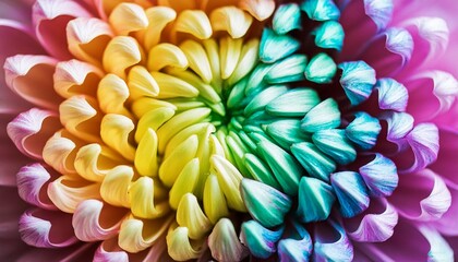 Colorful chrysanthemum flower macro shot. Chrysanthemum rainbow flower background