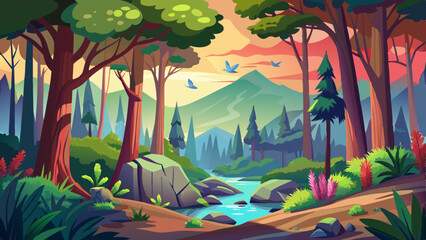 nature forest vector background illustration 