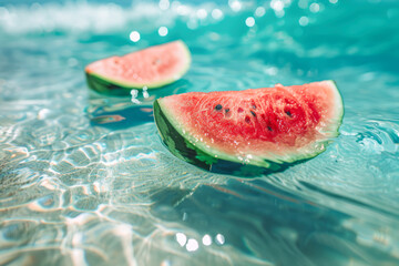 Vibrant Watermelon Slices Drifting on Turquoise Waters: HD Mobile Wallpaper Photography with Fresh Colors