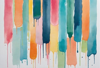 Naklejka premium Summer-inspired watercolor painting with vibrant blues, oranges, pinks, and pastels in an abstract shape and patterned design