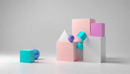 Obraz premium Digital composition featuring trendy geometric shapes and minimalistic design