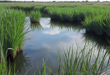 Fototapeta premium Preserving Ecological Carbon Sinks: The Importance of Wetlands in Freshwater Environments