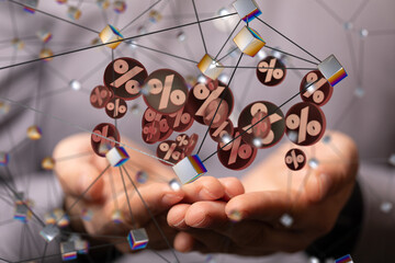 Percent sign 3d symbol modern in hand