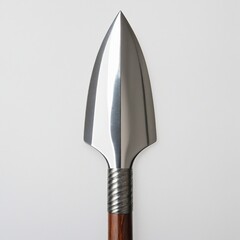 Antique stainless steel arrowhead isolated on a white background in cyberspace