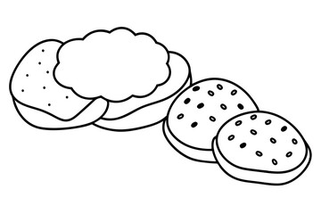 Beignets line art artistic design drawing hand illustration