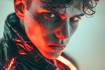 Futuristic Male Model: Cyberpunk Fashion Photography in High Definition 8K
