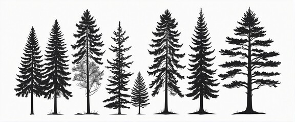 European Forest Collection: Vector Silhouettes of Spruce and Fir Trees for Logos and Designs
