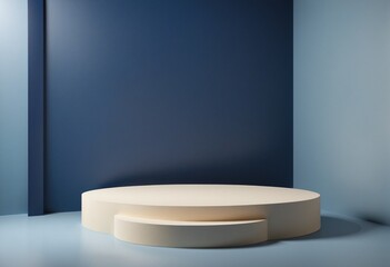 Modern geometric podium in a clean and minimalist studio setting for showcasing products