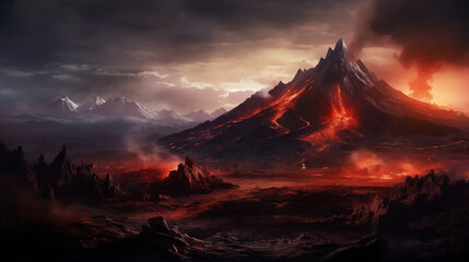 Volcano, Lava, Mountain, Hell, Doom, Generative AI