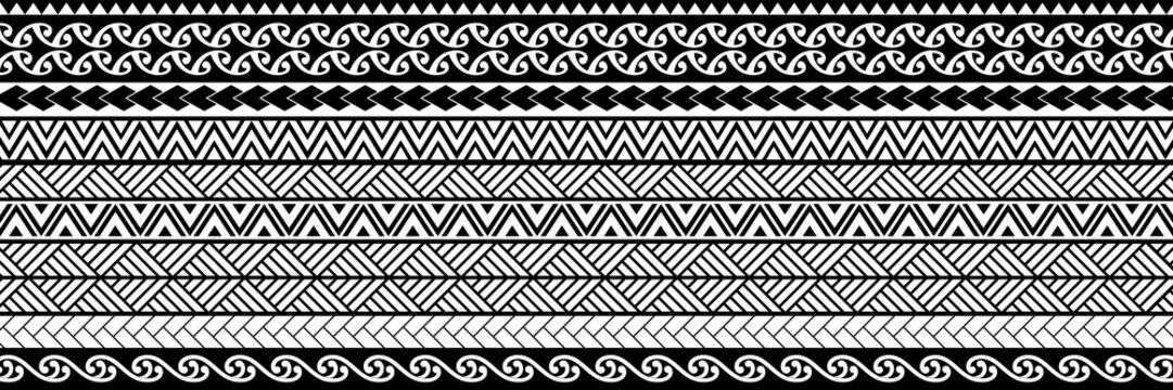 Polynesian Maori pattern design illustration. Straight line pattern. Tattoo and other design backgrounds 마오리 문양 패턴 디자인