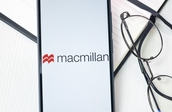 New York, USA - 30 June 2024: Macmillan Publishers Logo or Icon on Phone Screen
