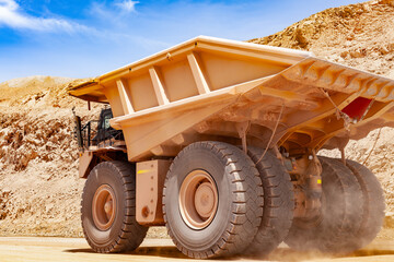Obraz premium Huge dump truck in a copper mine in Latin America.