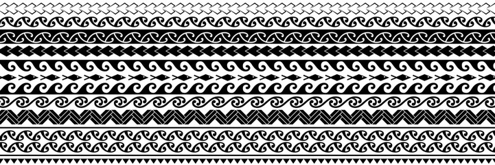 Polynesian Maori pattern design illustration. Straight line pattern. Tattoo and other design backgrounds 마오리 문양 패턴 디자인