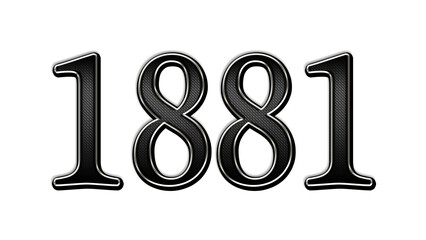 black metal 3d design of number 1881 on white background.