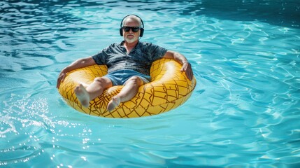 The man on pool float