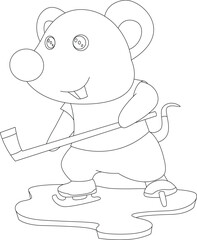 Mouse Ice hockey Ice hockey stick Animal Vector Graphic Art Illustration
