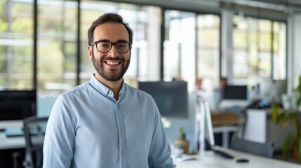 Fototapeta premium The smiling man in office