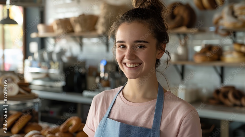 Wall mural the young female baker